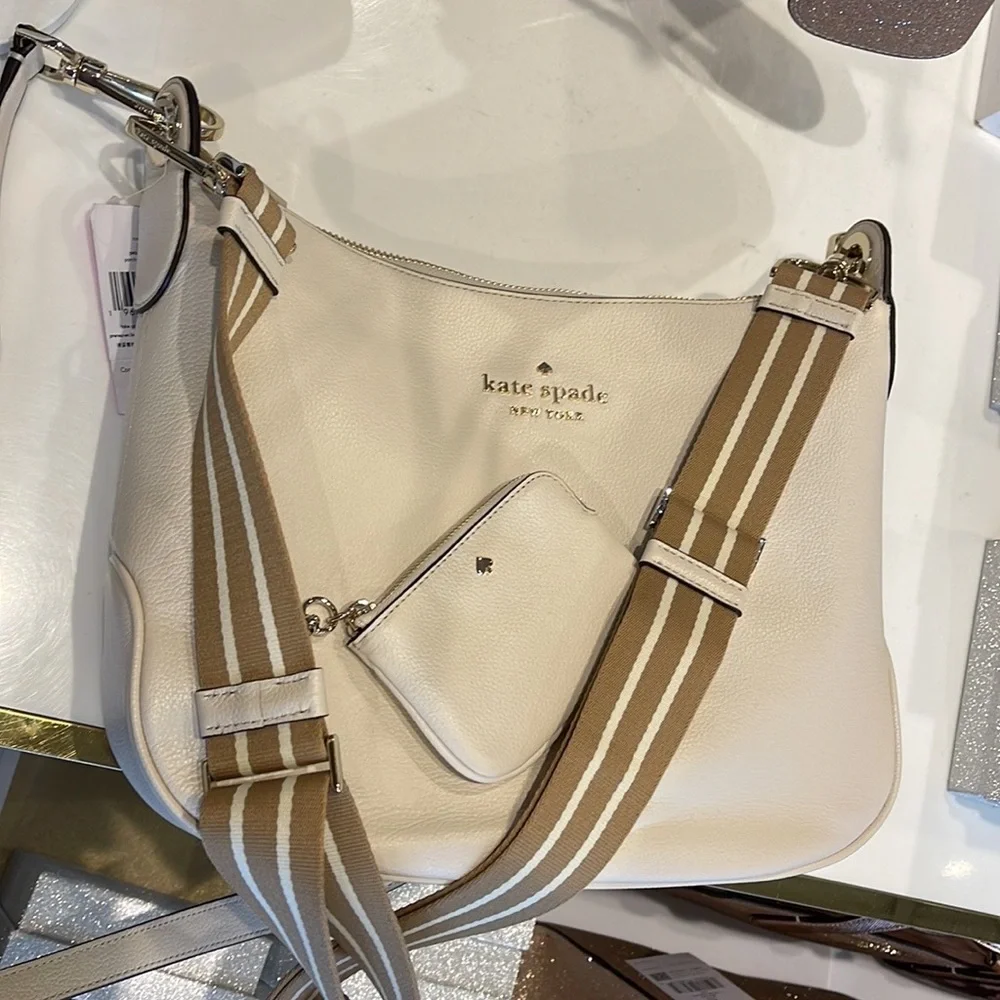 New Kate Spade Rosie Large Crossbody Pebbled Leather Parchment - Picture 16 of 16